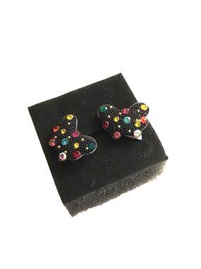 WOMENS BLACK/MULTI COLOR BUTTERFLY EARRINGS